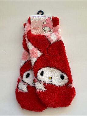 Sanrio My Melody Red Pink Fuzzy Socks